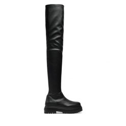 Muszkieterki Le Silla. Czarne kozaki LE SILLA, bez wzorów, bez obcasa, na płaskiej podeszwie, bez zapięcia. Za 3,679.00 zł.