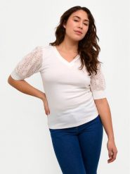 Kaffe Bluzka Melana 10508459 Biały Slim Fit. Białe bluzki Kaffe, xs, bez wzorów, z wiskozy, bez kołnierzyka, bez ramiączek. Za 109.99 zł.