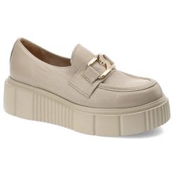 Beżowe Półbuty Armodo Modne Obuwie Damskie. Brązowe półbuty wsuwane Armodo, bez wzorów, ze skóry, eleganckie, bez obcasa. Za 368.99 zł.