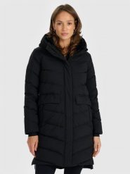 4F Płaszcz puchowy z wypełnieniem naturalnym damski - czarny XL. Czarne płaszcze 4f, na zimę, xl, bez wzorów, z puchu, z kapturem. Za 799.99 zł.