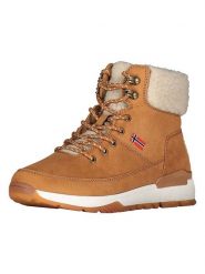 Geographical Norway Botki "Omount" w kolorze jasnobrązowym rozmiar: 38. Brązowe botki Geographical Norway, bez wzorów, bez obcasa, bez zapięcia. Za 220.30 zł.