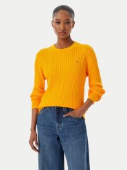 Tommy Hilfiger Sweter Fine WW0WW44993 Pomarańczowy Regular Fit. Brązowe swetry Tommy Hilfiger, xl, bez wzorów, z bawełny, bez ramiączek. Za 529.99 zł.