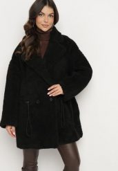 Czarna Kurtka Futerko Teddy ze Ściągaczami w Talii Enaviana. Czarne kurtki Born2be, l, bez wzorów, z futra, eleganckie, bez kaptura. W wyprzedaży za 265.99 zł.