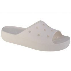 Klapki Crocs Classic Platform Slide 208180-100 białe. Białe klapki bez wzorów, sportowe, bez obcasa, bez zapięcia. Za 294.61 zł.