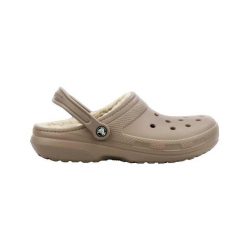 Klapki Crocs Classic Lined Clog Dorośli. Brązowe klapki Crocs, bez wzorów, z materiału, bez obcasa, bez zapięcia. Za 259.85 zł.