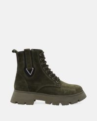 ZIELONE WORKERY Z ZAMSZU 53C1040 KHAKI. Brązowe botki Venezia, bez wzorów, ze skóry, bez obcasa, bez zapięcia. Za 259.00 zł.