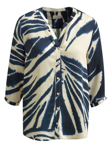 Milano Italy Bluzka w kolorze kremowo-granatowym rozmiar: 46. Brązowe bluzki Milano Italy, bez wzorów, z wiskozy, bez kołnierzyka, bez ramiączek. Za 173.99 zł.