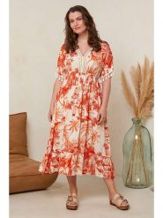 Curvy Lady Sukienka w kolorze pomarańczowo-kremowym rozmiar: 40/42. Brązowe sukienki Curvy Lady, bez wzorów, z wiskozy, klasyczne, bez kołnierzyka, bez ramiączek, maxi. Za 136.45 zł.