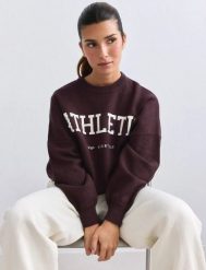 Damska bluza dzianinowa Athletic Knit czekoladowa. Brązowe bluzy z kapturem AIM'N, l, bez wzorów, z dzianiny, bez kaptura, na fitness i siłownię. Za 388.00 zł.