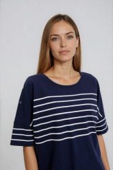 Bluza w paski granatowa. Bluzy MOODO, l, bez wzorów, z bawełny, bez kaptura. Za 99.99 zł.