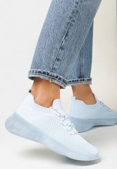 Niebieskie Buty Sportowe na Grubej Podeszwie z Perforacją i Wkładką Amortyzującą Norova. Niebieskie buty sportowe lifestyle Born2be, bez wzorów, sportowe, bez zapięcia. W wyprzedaży za 55.99 zł.