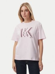 KARL LAGERFELD T-Shirt B4W17003 Różowy jasny Regular Fit. Czerwone t-shirty KARL LAGERFELD, m, bez wzorów, z bawełny, bez kołnierzyka, bez ramiączek. Za 219.99 zł.