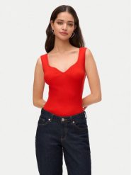 Vero Moda Top Willow 10326450 Czerwony Slim Fit. Czerwone topy Vero Moda, xl, bez wzorów, z wiskozy, bez kołnierzyka, bez ramiączek. Za 79.99 zł.