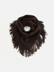 Szalik z frędzlami - ciemnobrązowy. Brązowe szaliki i kominy Reserved, bez wzorów. Za 129.99 zł.