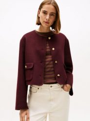 Tommy Hilfiger kurtka pudełkowa z zawartością wełny Kobiety czerwony, 40. Czerwone kurtki Tommy Hilfiger, bez wzorów, z wełny, klasyczne, bez kaptura. Za 849.95 zł.