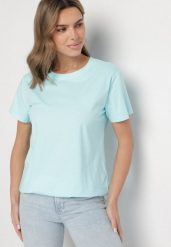 Jasnoniebieski Gładki T-shirt z Bawełny o Klasycznym Kroju Natime. Niebieskie t-shirty Born2be, l, bez wzorów, z bawełny, klasyczne, bez kołnierzyka, bez ramiączek. W wyprzedaży za 38.24 zł.