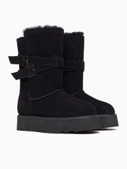 Gooce Skórzane kozaki zimowe "Huntspill Waterproof" w kolorze czarnym rozmiar: 41. Czarne kozaki Gooce, na zimę, bez wzorów, z materiału, eleganckie, bez obcasa, na platformie, bez zapięcia. Za 282.99 zł.