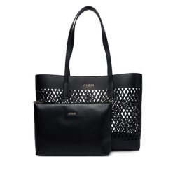 Torebka Guess. Czarne shopper bag Guess, z aplikacjami, bez dodatków. Za 679.99 zł.