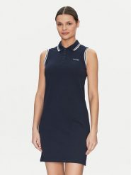 Guess Sukienka codzienna V5GK04 KCOK1 Granatowy Regular Fit. Niebieskie sukienki Guess, na co dzień, xl, z aplikacjami, z bawełny, bez kołnierzyka, bez ramiączek, proste. Za 229.99 zł.