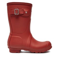 Kalosze Hunter. Czerwone kalosze Hunter, bez wzorów, bez zapięcia. Za 349.99 zł.
