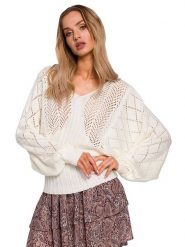 Made of emotion Sweter w kolorze białym rozmiar: S/M. Białe swetry Made Of Emotion, m, bez wzorów, ze splotem, bez ramiączek. Za 114.95 zł.