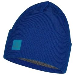 Czapka zimowa z otworem na kucyk Buff Crossknit Beanie. Niebieskie czapki zimowe Buff, bez wzorów, sportowe. Za 115.15 zł.