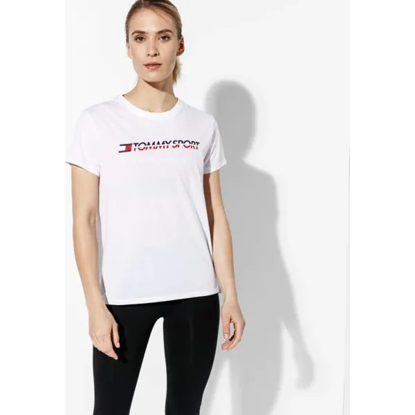 Tommy Sport Koszulka Logo , biały, rozmiar M. Białe t-shirty sportowe Tommy Hilfiger, m, bez wzorów, z bawełny, bez ramiączek. W wyprzedaży za 139.99 zł.