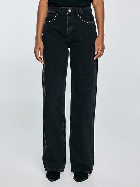 BIG STAR Dżinsy "Atrea" - Comfort fit - w kolorze czarnym rozmiar: W28/L32. Czarne jeansy BIG STAR, l, z aplikacjami, klasyczne, z podwyższonym stanem. Za 198.10 zł.