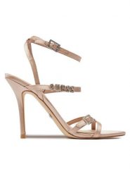 Guess Sandały FLJEDI SAT03 Beżowy. Brązowe sandały Guess, z aplikacjami, z materiału, bez obcasa, na szpilce, bez zapięcia. Za 839.99 zł.