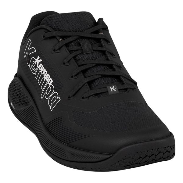 Buty halowe Kempa Kourtfly Three. Czarne buty treningowe Kempa, bez wzorów, z materiału, bez zapięcia, na fitness i siłownię. Za 301.00 zł.