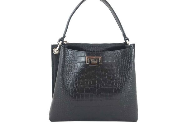 Listonoszka skórzana BARBERINI'S czarna croco 795/1-1. Czarne shopper bag Barberinis, bez wzorów, ze skóry, eleganckie, do ręki, bez dodatków. Za 329.99 zł.