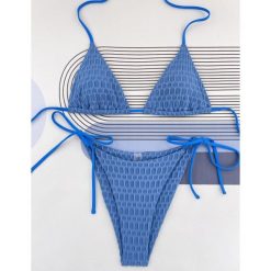 Bikini z wiązaniem na plażę i basen Folkea. Zielone bikini Intica, bez wzorów, z materiału, klasyczne. Za 119.00 zł.