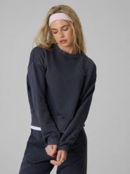 4F Bluza dresowa regular bez kaptura damska - granatowa S. Niebieskie bluzy 4f, s, bez wzorów, z dresówki, klasyczne, bez ramiączek, bez kaptura. Za 149.99 zł.
