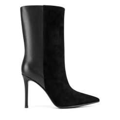 Botki Eva Minge. Czarne botki Eva Minge, bez wzorów, bez obcasa, na szpilce, bez zapięcia. Za 479.00 zł.