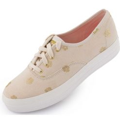 Keds Triple Kick Hibiscus Natural damskie trampki. Brązowe trampki KED, bez wzorów, eleganckie, bez zapięcia. Za 232.99 zł.