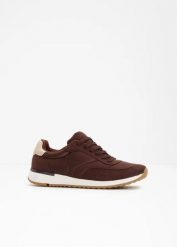 Sneakersy. Brązowe buty sportowe lifestyle bonprix, bez wzorów, z satyny, eleganckie, bez zapięcia. Za 129.99 zł.