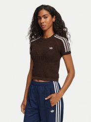 Adidas T-Shirt Knitted Crochet Cali KC6480 Brązowy Slim Fit. Brązowe t-shirty adidas, xs, bez wzorów, z syntetyku, bez kołnierzyka, bez ramiączek. Za 152.99 zł.