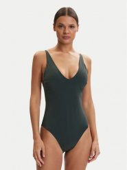 Calvin Klein Swimwear Strój kąpielowy LV00Q61105 Zielony. Zielone stroje jednoczęściowe Calvin Klein Swimwear, bez wzorów, z syntetyku. Za 409.99 zł.