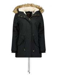 Canadian Peak Parka "Ampurieak" w kolorze czarnym rozmiar: XL. Czarne płaszcze Canadian Peak, xl, z aplikacjami, bez kaptura. Za 247.11 zł.