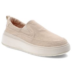 Półbuty damskie Jeep, wsuwane na platformie z gumką z okrągłym noskiem, piaskowe, JL51501A-025. Brązowe półbuty wsuwane Jeep, bez wzorów, z okrągłym noskiem, bez obcasa, na platformie. Za 246.99 zł.