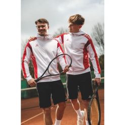 Wielokolorowa kurtka treningowa Erima Celebrate 125 z kapturem. Białe kurtki Erima, bez wzorów, sportowe, z kapturem. Za 343.99 zł.