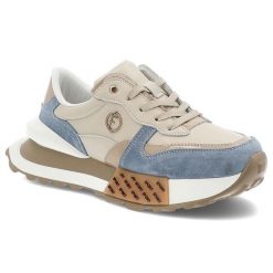 Beżowo-Niebieskie Sneakersy Filippo Stylowe Obuwie Damskie. Brązowe buty treningowe Filippo, na wiosnę, bez wzorów, z materiału, bez zapięcia. Za 229.00 zł.