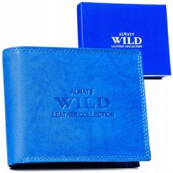 Portfel skórzany Always Wild AW-N6-MAL niebieski. Niebieskie portfele ALWAYS WILD, bez wzorów, ze skóry. Za 45.00 zł.