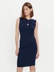 Rinascimento Sukienka koktajlowa CFC0118081003 Granatowy Slim Fit. Niebieskie sukienki Rinascimento, xs, bez wzorów, z syntetyku, wizytowe, bez kołnierzyka, bez ramiączek. Za 329.99 zł.