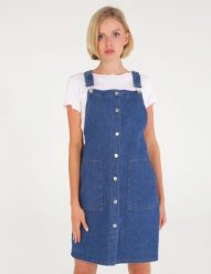 Jeansowa sukienka. Sukienki Unisono, s, bez wzorów, z bawełny, bez kołnierzyka, bez ramiączek, mini, dopasowane. Za 149.00 zł.