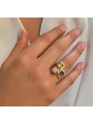 Les Petites Précieuses Pozłacany pierścionek z kamieniami szlachetnymi rozmiar: 58. Żółte pierścionki Les Petites Précieuses, z cyrkonią, pozłacane. Za 260.99 zł.