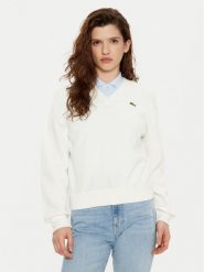 Lacoste Sweter AF5622 Écru Regular Fit. Swetry Lacoste, bez wzorów, z bawełny, bez ramiączek. Za 349.99 zł.
