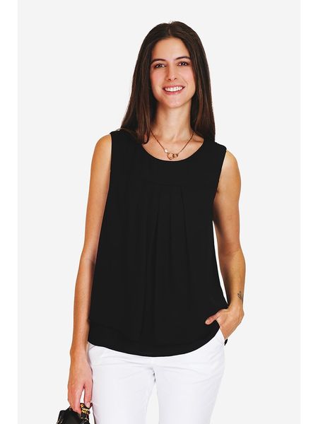 ASSUILI Bluzka w kolorze czarnym rozmiar: 38. Czarne bluzki Assuili, bez wzorów, klasyczne, bez kołnierzyka, bez ramiączek. Za 65.85 zł.