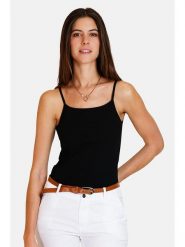 ASSUILI Top w kolorze czarnym rozmiar: 36. Czarne topy Assuili, bez wzorów, klasyczne, bez kołnierzyka, bez ramiączek. Za 43.99 zł.
