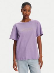 Patrizia Pepe T-Shirt 2M4422/J274-M531 Fioletowy Regular Fit. Fioletowe t-shirty Patrizia Pepe, m, bez wzorów, z bawełny, bez kołnierzyka, bez ramiączek. Za 589.99 zł.